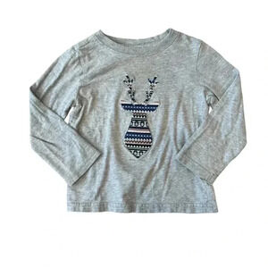 Janie and Jack Embroidered Deer Long Sleeve Shirt